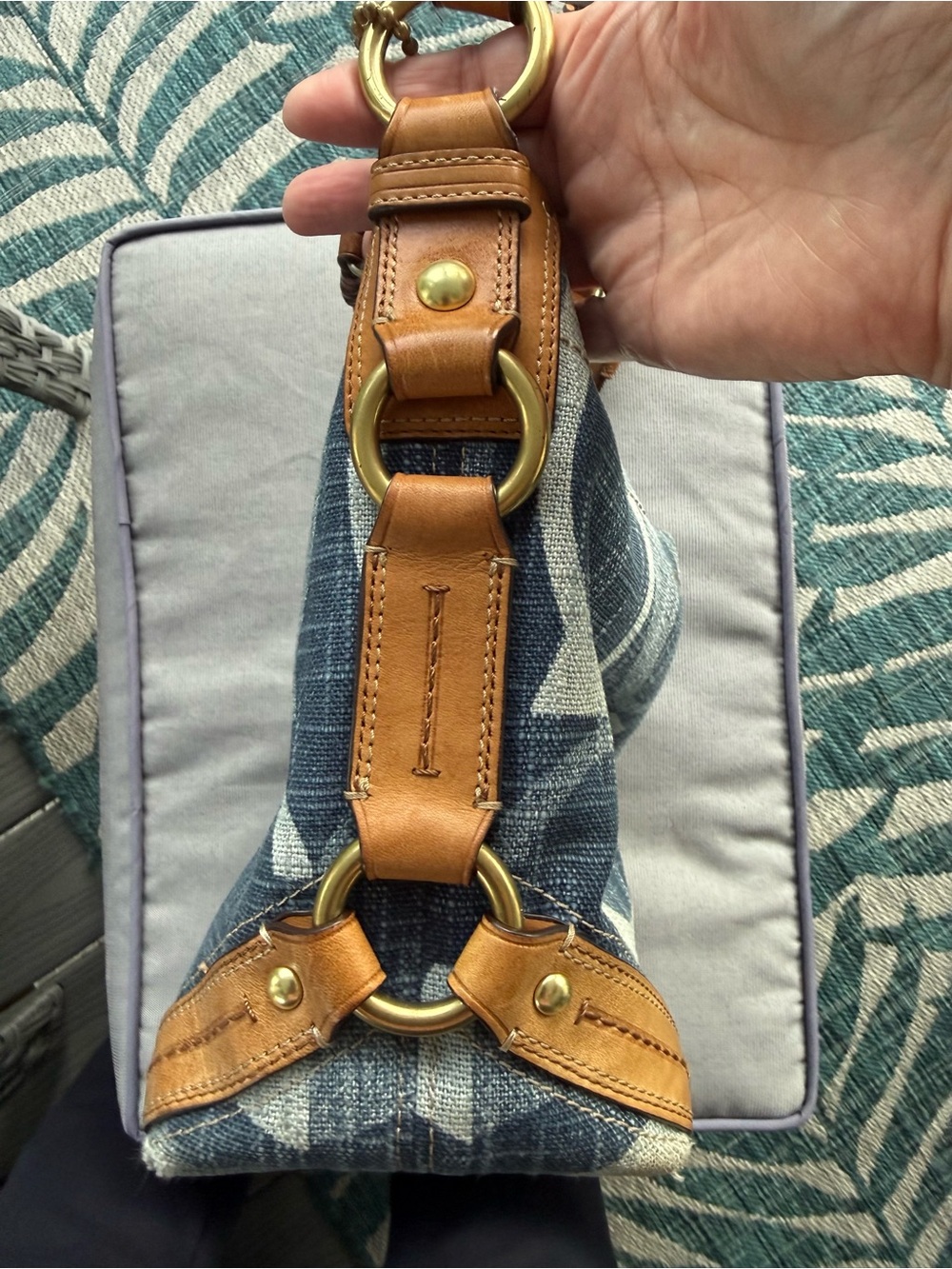 Coach Vintage 12197 Carly Blue Denim Signature “C” with Braided Leather Strap - Picture 4 of 16